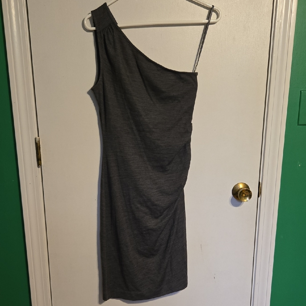 Banana Republic Charcoal One-Shoulder Dress